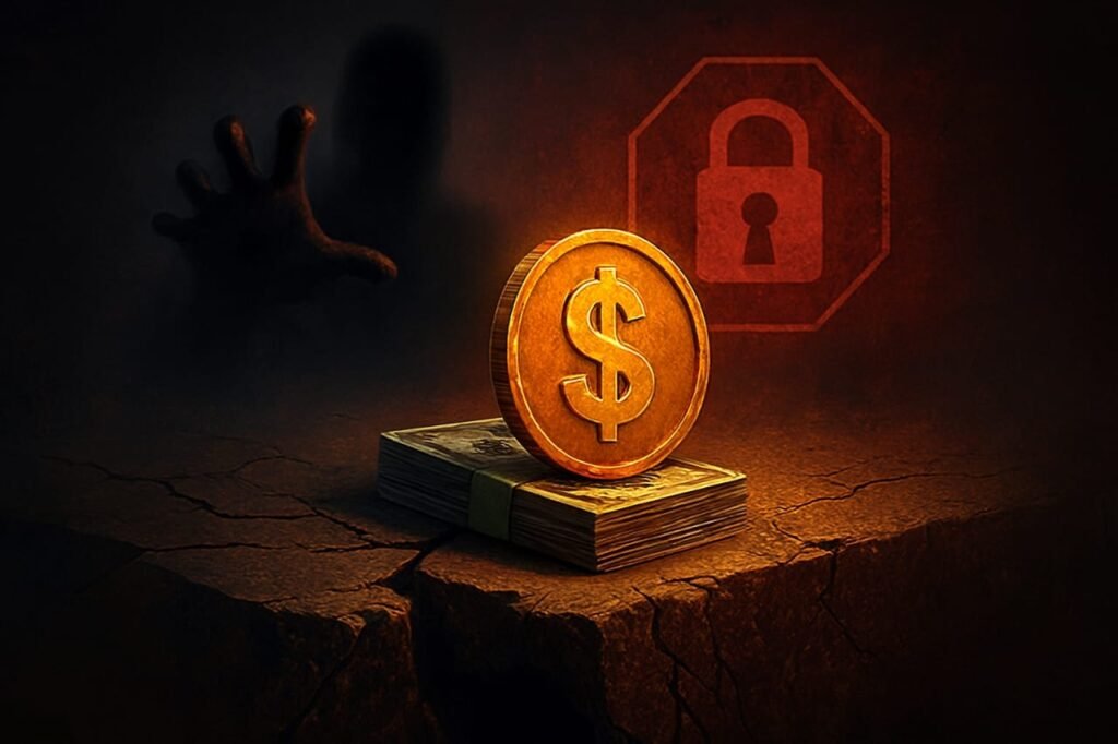 Warning sign or symbol illustrating scams to avoid when trying to earn money easy way.